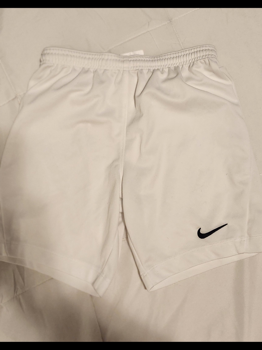 Nike White Men’s Athletic Shorts with Black Swoosh